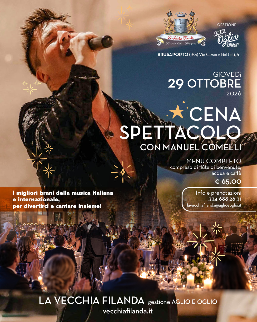Cena e Live Show | Giovedì 29 ottobre 2026